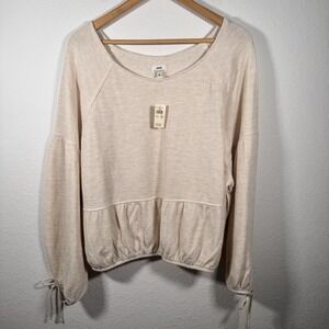 NWT!! Aerie Women's Waffle Knit Pullover Top Beige Long Sleeve | Size XL‎
